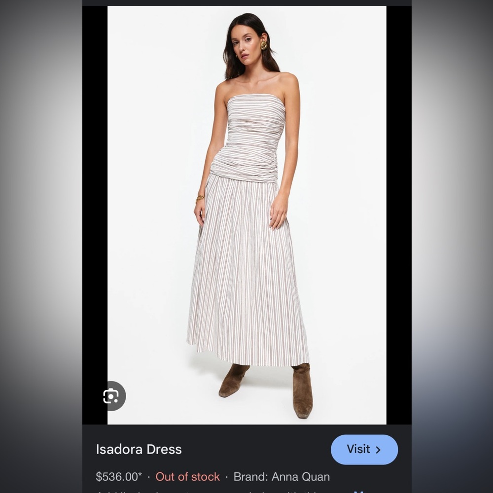 Anna Quan Strapless Dress in White and Brown